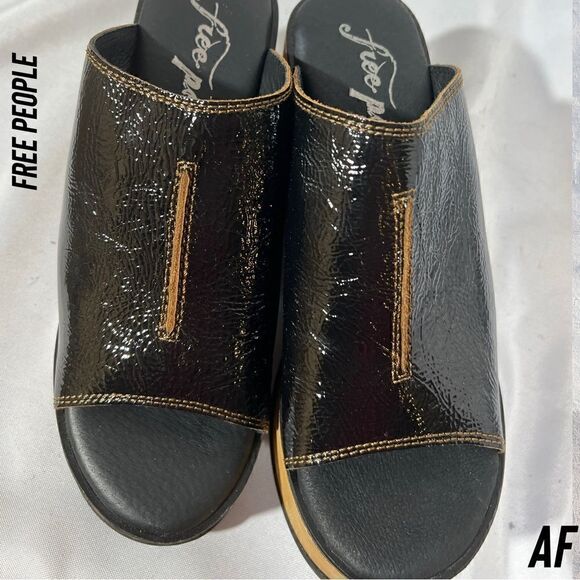 FREE PEOPLE GABRIELA CLOG NEW SIZE 38 BLACK PATENT LEATHER - Picture 5 of 7